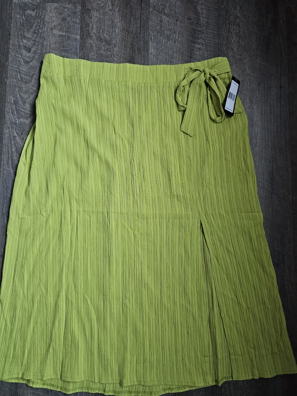 Lime Green Tie-Waist Midi Skirt